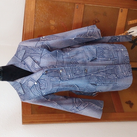 VTG 60’s Belted Patchwork Denim Jacket - Picture 12 of 16